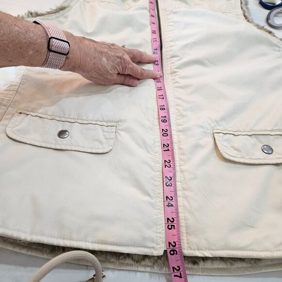 Vintage Gap Women's XL Vintage Reversible Zip Vest Faux Fur & Cotton Blend - Picture 10 of 11